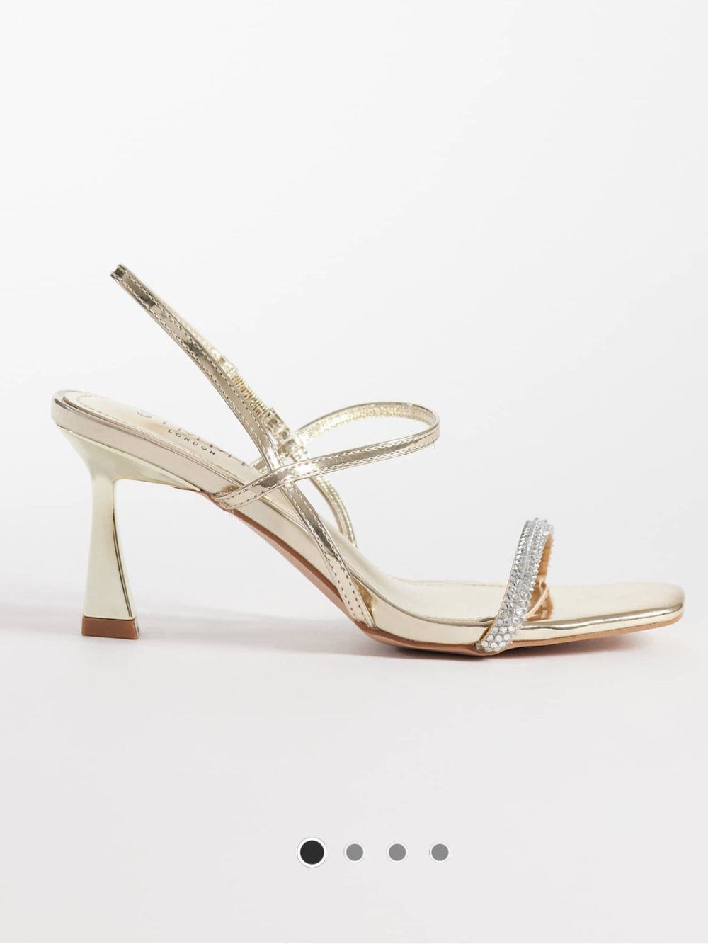 Gold Strappy Slingback Sandals with Rhinestone Accent